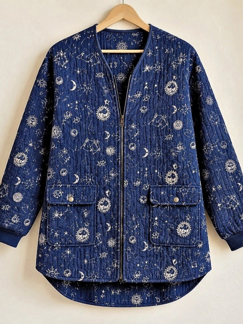 Johnny Was Calme Yessi Astrology Quilted Jacket Blue XS NWOT $240